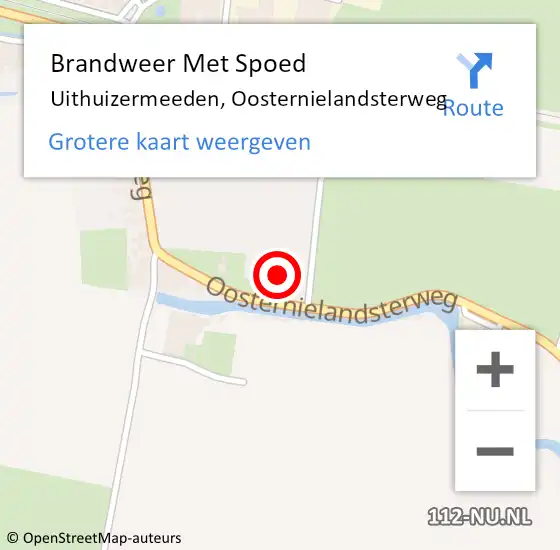 Locatie op kaart van de 112 melding: Brandweer Met Spoed Naar Uithuizermeeden, Oosternielandsterweg op 5 juli 2023 13:17