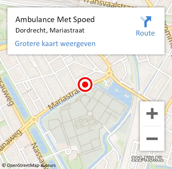 Locatie op kaart van de 112 melding: Ambulance Met Spoed Naar Dordrecht, Mariastraat op 5 juli 2023 13:21