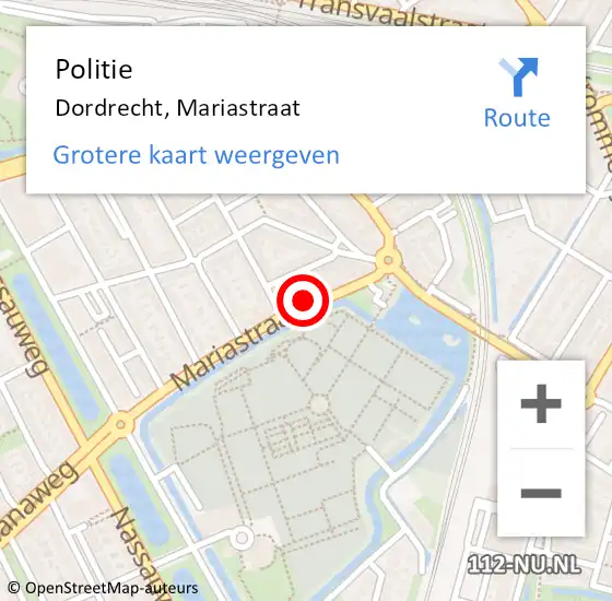 Locatie op kaart van de 112 melding: Politie Dordrecht, Mariastraat op 5 juli 2023 13:21