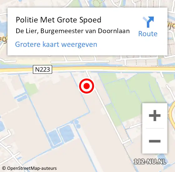Locatie op kaart van de 112 melding: Politie Met Grote Spoed Naar De Lier, Burgemeester van Doornlaan op 5 juli 2023 13:22