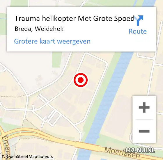 Locatie op kaart van de 112 melding: Trauma helikopter Met Grote Spoed Naar Breda, Weidehek op 5 juli 2023 13:24