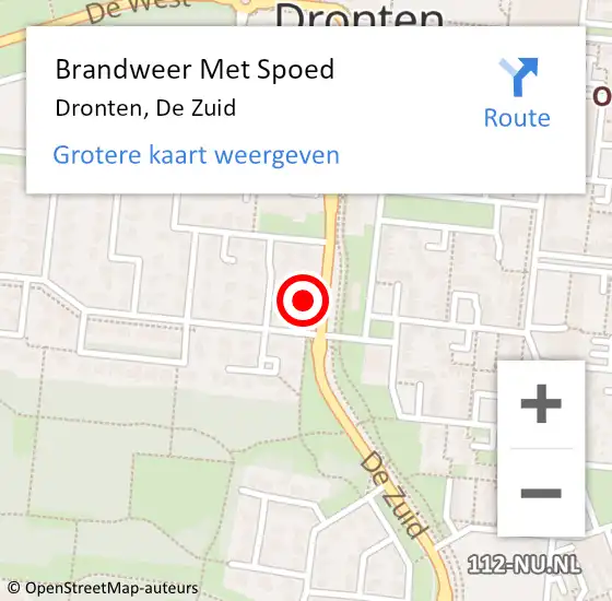 Locatie op kaart van de 112 melding: Brandweer Met Spoed Naar Dronten, De Zuid op 5 juli 2023 13:24