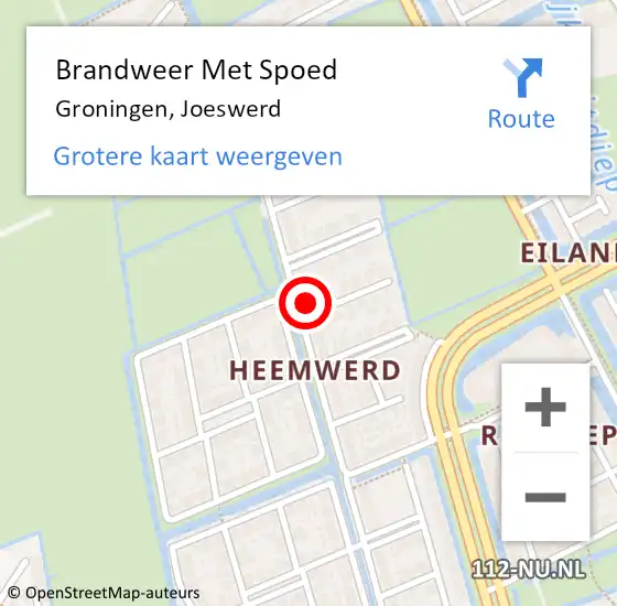 Locatie op kaart van de 112 melding: Brandweer Met Spoed Naar Groningen, Joeswerd op 5 juli 2023 13:24