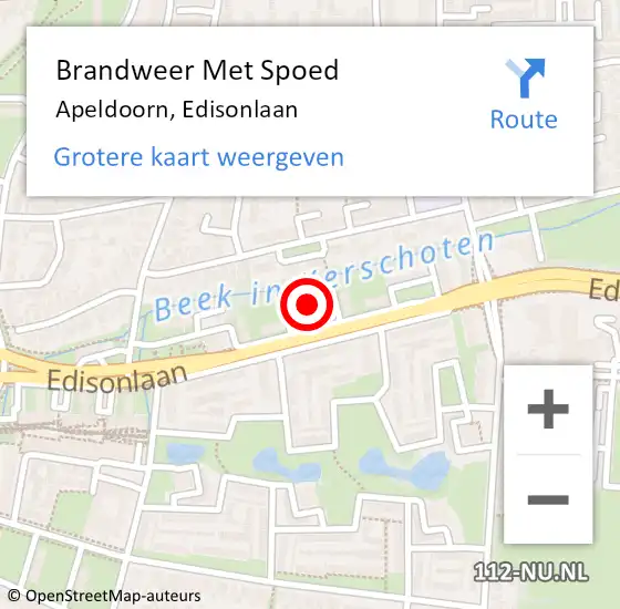 Locatie op kaart van de 112 melding: Brandweer Met Spoed Naar Apeldoorn, Edisonlaan op 5 juli 2023 13:27