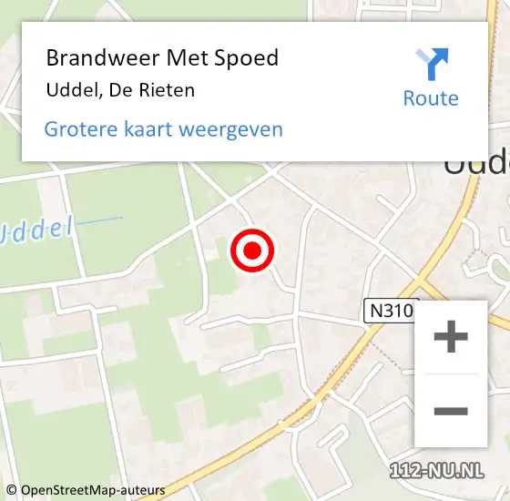 Locatie op kaart van de 112 melding: Brandweer Met Spoed Naar Uddel, De Rieten op 5 juli 2023 13:28