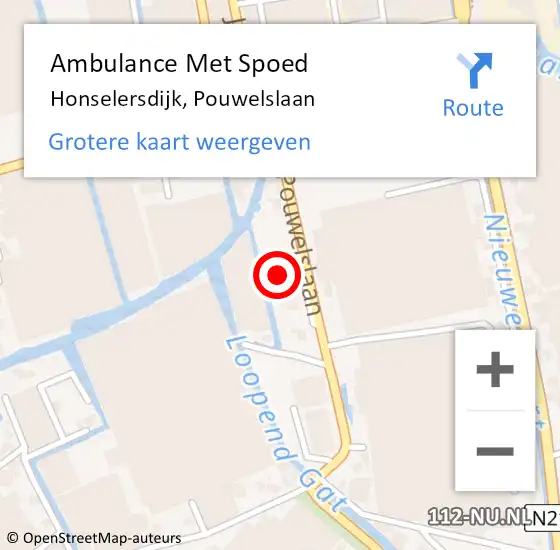 Locatie op kaart van de 112 melding: Ambulance Met Spoed Naar Honselersdijk, Pouwelslaan op 5 juli 2023 13:32