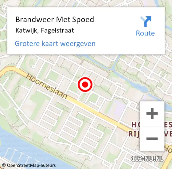 Locatie op kaart van de 112 melding: Brandweer Met Spoed Naar Katwijk, Fagelstraat op 5 juli 2023 13:34