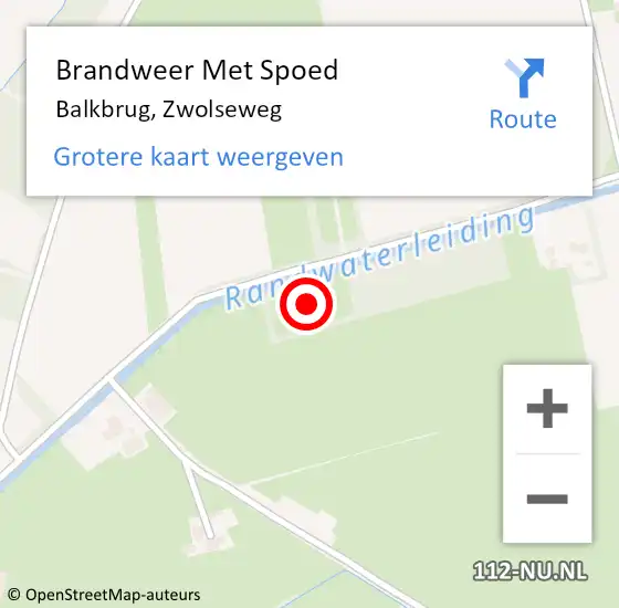 Locatie op kaart van de 112 melding: Brandweer Met Spoed Naar Balkbrug, Zwolseweg op 5 juli 2023 13:37
