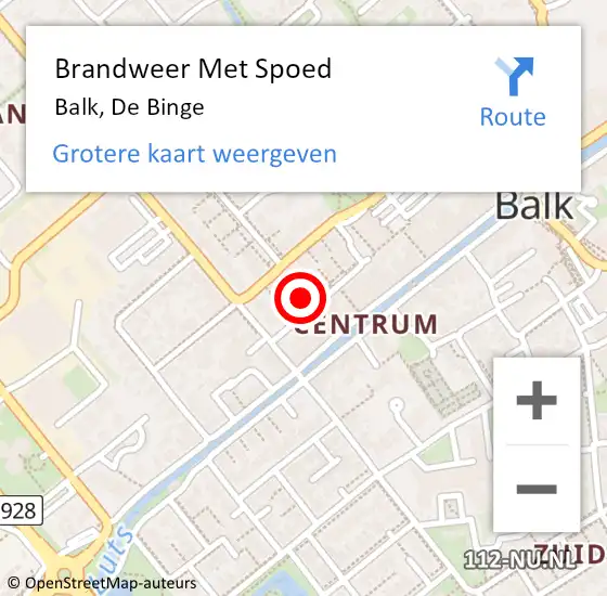 Locatie op kaart van de 112 melding: Brandweer Met Spoed Naar Balk, De Binge op 5 juli 2023 13:39