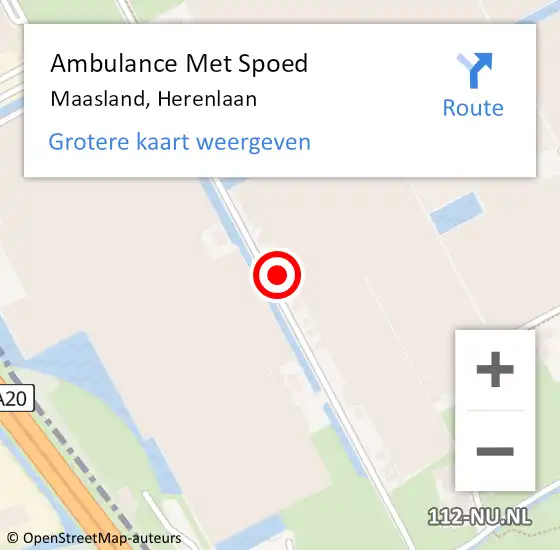 Locatie op kaart van de 112 melding: Ambulance Met Spoed Naar Maasland, Herenlaan op 5 juli 2023 13:40