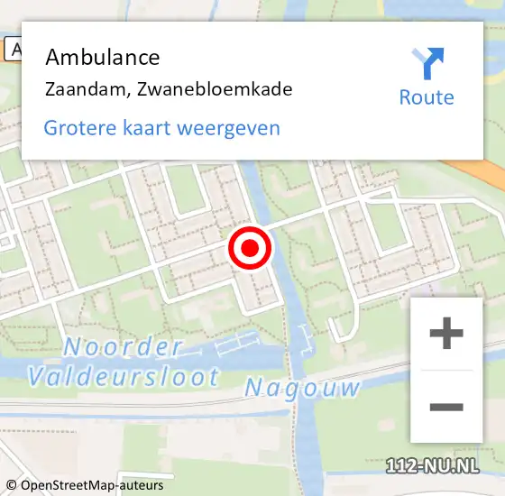 Locatie op kaart van de 112 melding: Ambulance Zaandam, Zwanebloemkade op 5 juli 2023 14:00