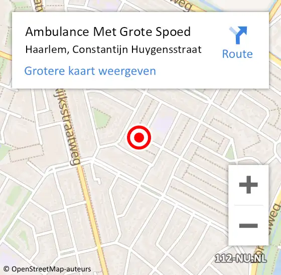 Locatie op kaart van de 112 melding: Ambulance Met Grote Spoed Naar Haarlem, Constantijn Huygensstraat op 5 juli 2023 14:05