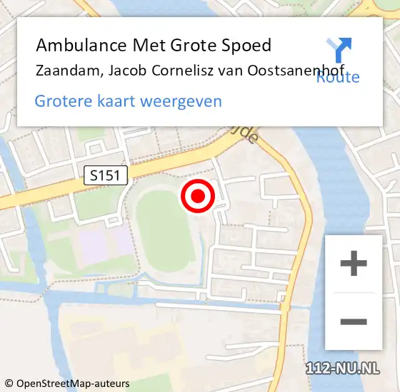 Locatie op kaart van de 112 melding: Ambulance Met Grote Spoed Naar Zaandam, Jacob Cornelisz van Oostsanenhof op 5 juli 2023 14:06