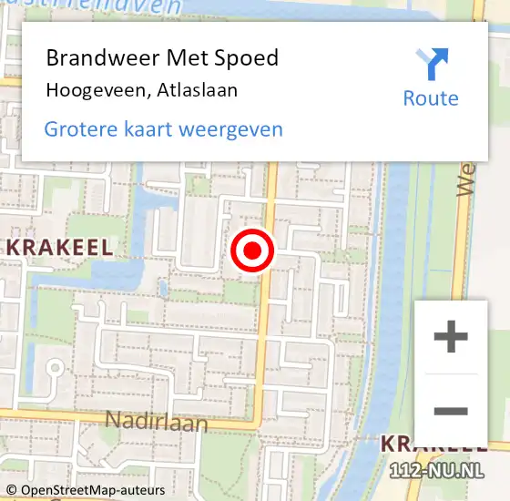 Locatie op kaart van de 112 melding: Brandweer Met Spoed Naar Hoogeveen, Atlaslaan op 5 juli 2023 14:11