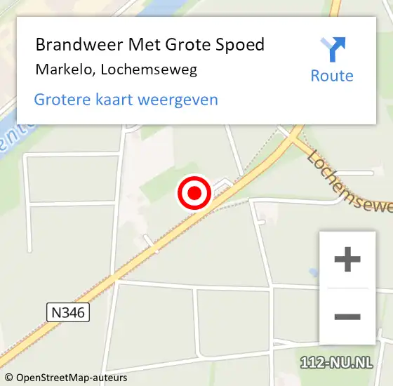 Locatie op kaart van de 112 melding: Brandweer Met Grote Spoed Naar Markelo, Lochemseweg op 31 augustus 2014 15:17