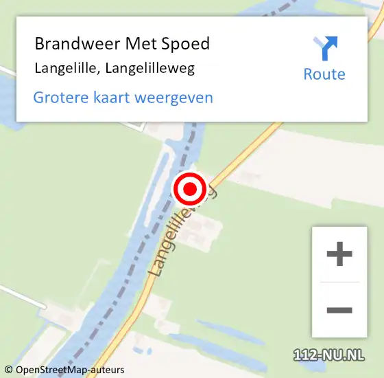 Locatie op kaart van de 112 melding: Brandweer Met Spoed Naar Langelille, Langelilleweg op 5 juli 2023 14:27