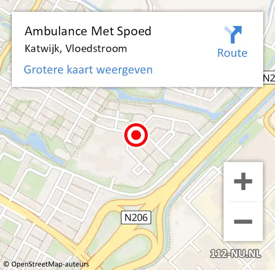 Locatie op kaart van de 112 melding: Ambulance Met Spoed Naar Katwijk, Vloedstroom op 5 juli 2023 14:28