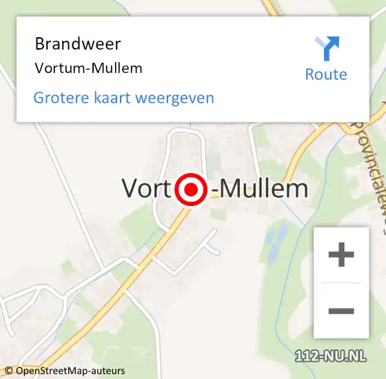 Locatie op kaart van de 112 melding: Brandweer Vortum-Mullem op 5 juli 2023 14:29