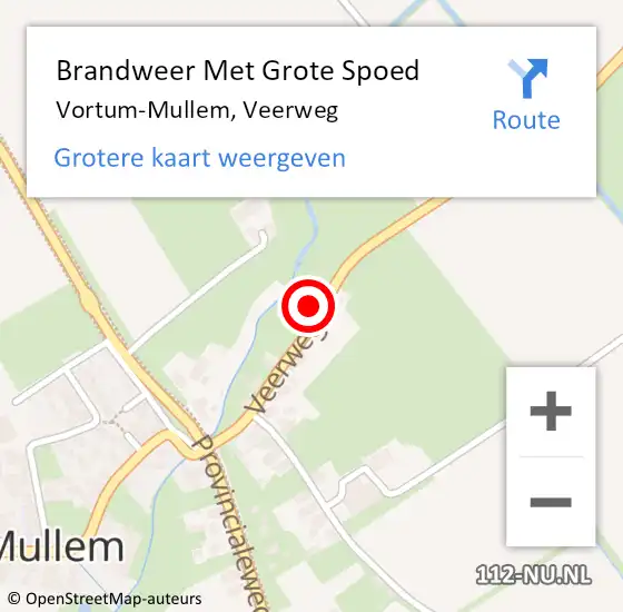 Locatie op kaart van de 112 melding: Brandweer Met Grote Spoed Naar Vortum-Mullem, Veerweg op 5 juli 2023 14:30