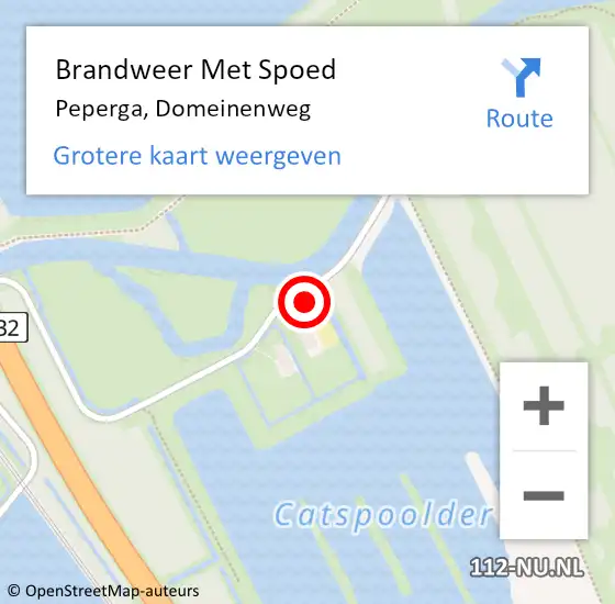 Locatie op kaart van de 112 melding: Brandweer Met Spoed Naar Peperga, Domeinenweg op 5 juli 2023 14:31