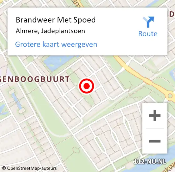 Locatie op kaart van de 112 melding: Brandweer Met Spoed Naar Almere, Jadeplantsoen op 5 juli 2023 14:36