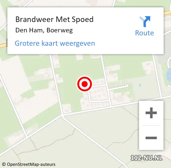 Locatie op kaart van de 112 melding: Brandweer Met Spoed Naar Den Ham, Boerweg op 5 juli 2023 14:42