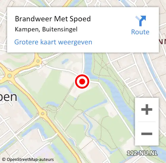Locatie op kaart van de 112 melding: Brandweer Met Spoed Naar Kampen, Buitensingel op 5 juli 2023 14:43