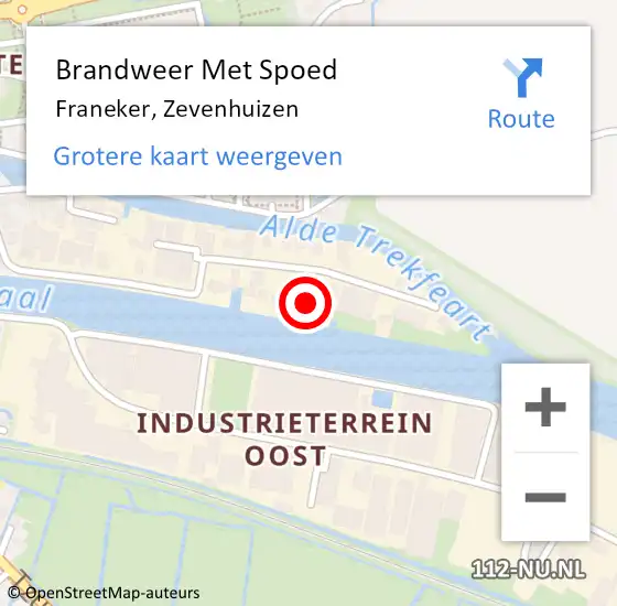 Locatie op kaart van de 112 melding: Brandweer Met Spoed Naar Franeker, Zevenhuizen op 5 juli 2023 15:07