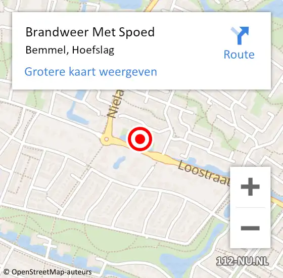 Locatie op kaart van de 112 melding: Brandweer Met Spoed Naar Bemmel, Hoefslag op 5 juli 2023 15:11