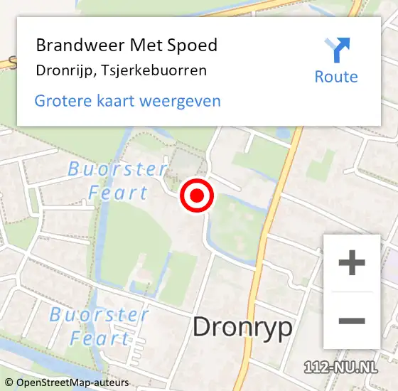 Locatie op kaart van de 112 melding: Brandweer Met Spoed Naar Dronrijp, Tsjerkebuorren op 5 juli 2023 15:15