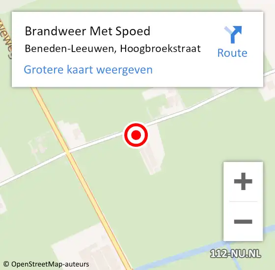 Locatie op kaart van de 112 melding: Brandweer Met Spoed Naar Beneden-Leeuwen, Hoogbroekstraat op 5 juli 2023 15:17