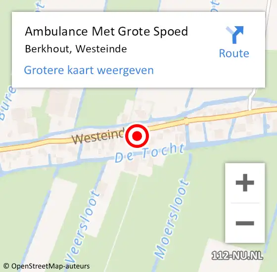 Locatie op kaart van de 112 melding: Ambulance Met Grote Spoed Naar Berkhout, Westeinde op 5 juli 2023 15:19