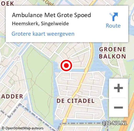 Locatie op kaart van de 112 melding: Ambulance Met Grote Spoed Naar Heemskerk, Singelweide op 5 juli 2023 15:22