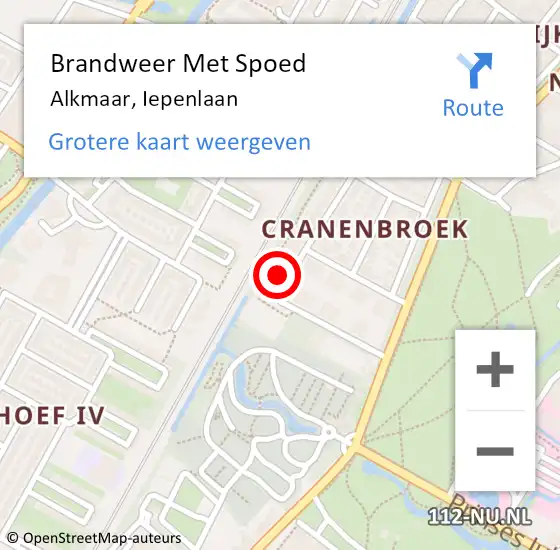 Locatie op kaart van de 112 melding: Brandweer Met Spoed Naar Alkmaar, Iepenlaan op 5 juli 2023 15:25