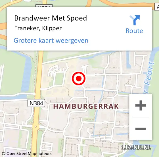 Locatie op kaart van de 112 melding: Brandweer Met Spoed Naar Franeker, Klipper op 5 juli 2023 15:32