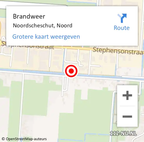 Locatie op kaart van de 112 melding: Brandweer Noordscheschut, Noord op 5 juli 2023 15:35
