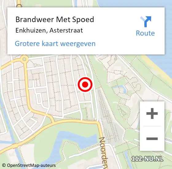 Locatie op kaart van de 112 melding: Brandweer Met Spoed Naar Enkhuizen, Asterstraat op 5 juli 2023 15:36