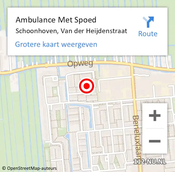 Locatie op kaart van de 112 melding: Ambulance Met Spoed Naar Schoonhoven, Van der Heijdenstraat op 5 juli 2023 15:49