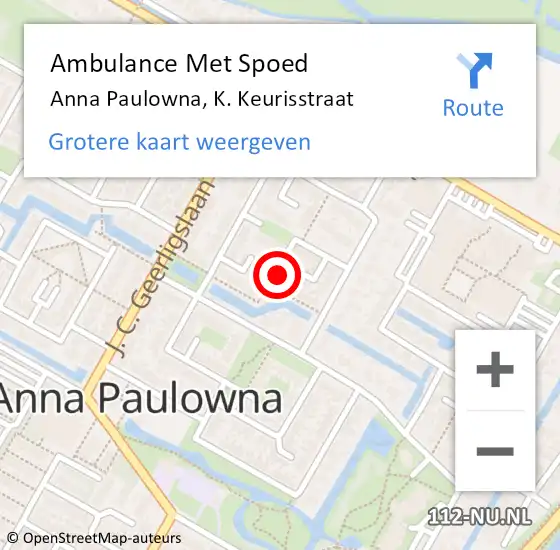 Locatie op kaart van de 112 melding: Ambulance Met Spoed Naar Anna Paulowna, K. Keurisstraat op 5 juli 2023 15:51