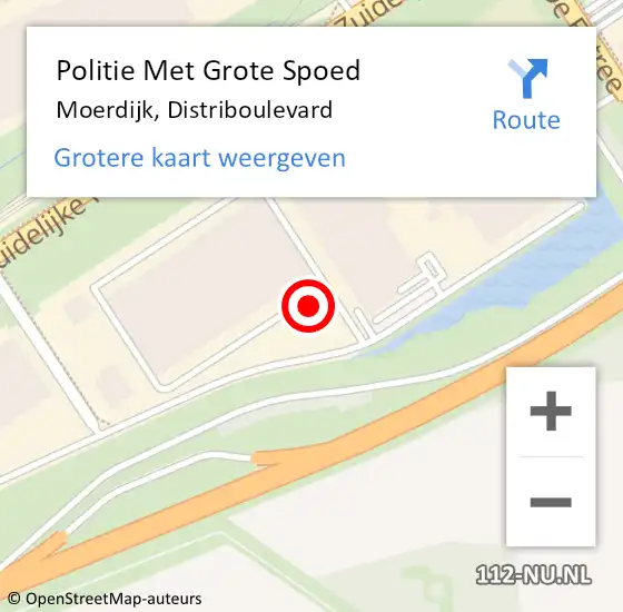 Locatie op kaart van de 112 melding: Politie Met Grote Spoed Naar Moerdijk, Distriboulevard op 5 juli 2023 15:58