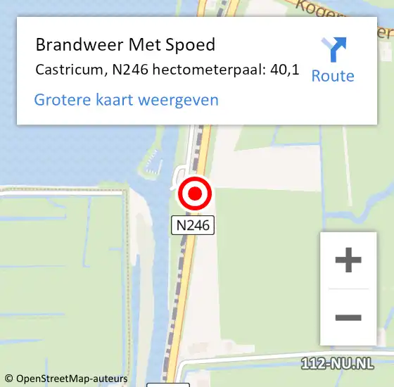 Locatie op kaart van de 112 melding: Brandweer Met Spoed Naar Castricum, N246 hectometerpaal: 40,1 op 5 juli 2023 16:04