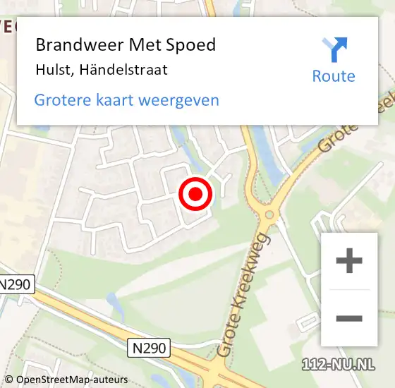 Locatie op kaart van de 112 melding: Brandweer Met Spoed Naar Hulst, Händelstraat op 5 juli 2023 16:11