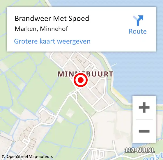 Locatie op kaart van de 112 melding: Brandweer Met Spoed Naar Marken, Minnehof op 5 juli 2023 16:16