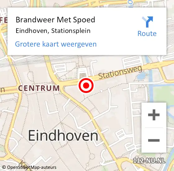 Locatie op kaart van de 112 melding: Brandweer Met Spoed Naar Eindhoven, Stationsplein op 5 juli 2023 16:19