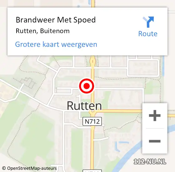 Locatie op kaart van de 112 melding: Brandweer Met Spoed Naar Rutten, Buitenom op 5 juli 2023 16:30