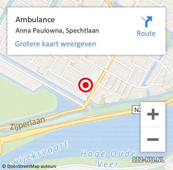 Locatie op kaart van de 112 melding: Ambulance Anna Paulowna, Spechtlaan op 5 juli 2023 16:36