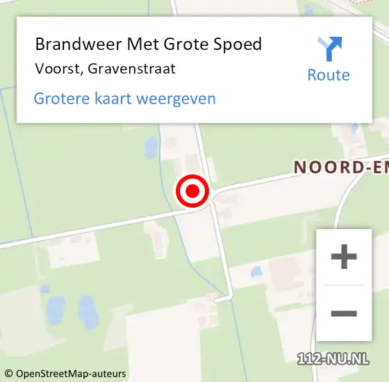 Locatie op kaart van de 112 melding: Brandweer Met Grote Spoed Naar Voorst, Gravenstraat op 5 juli 2023 16:45