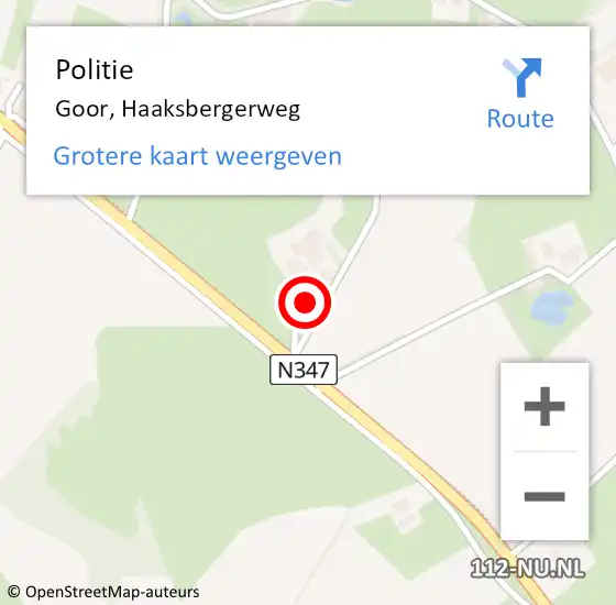 Locatie op kaart van de 112 melding: Politie Goor, Haaksbergerweg op 5 juli 2023 16:49