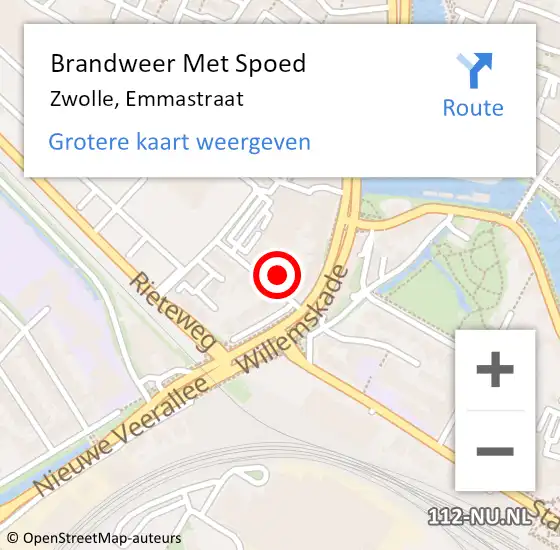 Locatie op kaart van de 112 melding: Brandweer Met Spoed Naar Zwolle, Emmastraat op 5 juli 2023 16:59