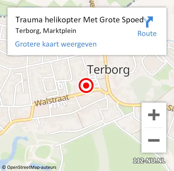 Locatie op kaart van de 112 melding: Trauma helikopter Met Grote Spoed Naar Terborg, Marktplein op 5 juli 2023 17:03